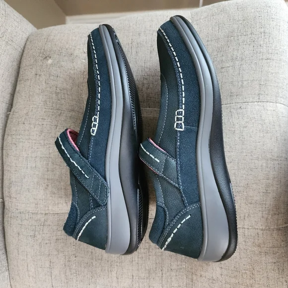 Orthfeet Blue Athens Mary Jane Leather Shoes Womes Size 9 Medium Velcro - Picture 3 of 15